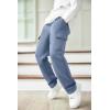 Arshiner Boys Cargo Pants Kids Elastic Waist Casual Athletic Jogger Sweatpants Open Bottom Baggy Pants with Pockets(Blue)