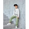 Arshiner Boys Cargo Pants Kids Elastic Waist Casual Athletic Jogger Sweatpants Open Bottom Baggy Pants with Pockets(Light Green)
