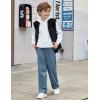 Arshiner Boys Casual Pants Fleece Sweatpants Lightweight Open Bottom Lounge Pants Drawstring Jogger Pants with Pockets(Navy Blue)