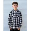 Arshiner Boys Flannel Shirts Kids Button Down Plaid Shirt Casual Long Sleeve Shirt Tops Boys and Girls Fall Plaid Jacket(Black White)