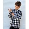 Arshiner Boys Flannel Shirts Kids Button Down Plaid Shirt Casual Long Sleeve Shirt Tops Boys and Girls Fall Plaid Jacket(Black White)