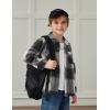 Arshiner Boys Flannel Shirts Kids Button Down Plaid Shirt Casual Long Sleeve Shirt Tops Boys and Girls Fall Plaid Jacket(Black White Gray)
