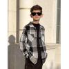 Arshiner Boys Flannel Shirts Kids Button Down Plaid Shirt Casual Long Sleeve Shirt Tops Boys and Girls Fall Plaid Jacket(Black White Gray)