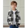 Arshiner Boys Flannel Shirts Kids Button Down Plaid Shirt Casual Long Sleeve Shirt Tops Boys and Girls Fall Plaid Jacket(Black White Gray)