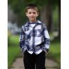 Arshiner Boys Flannel Shirts Kids Button Down Plaid Shirt Casual Long Sleeve Shirt Tops Boys and Girls Fall Plaid Jacket(Blue White)