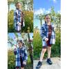 Arshiner Boys Flannel Shirts Kids Button Down Plaid Shirt Casual Long Sleeve Shirt Tops Boys and Girls Fall Plaid Jacket(Blue White)