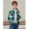 Arshiner Boys Flannel Shirts Kids Button Down Plaid Shirt Casual Long Sleeve Shirt Tops Boys and Girls Fall Plaid Jacket(Green White)