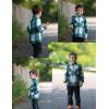Arshiner Boys Flannel Shirts Kids Button Down Plaid Shirt Casual Long Sleeve Shirt Tops Boys and Girls Fall Plaid Jacket(Green White)