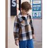 Arshiner Boys Flannel Shirts Kids Button Down Plaid Shirt Casual Long Sleeve Shirt Tops Boys and Girls Fall Plaid Jacket(Khaki)