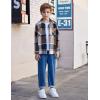 Arshiner Boys Flannel Shirts Kids Button Down Plaid Shirt Casual Long Sleeve Shirt Tops Boys and Girls Fall Plaid Jacket(Khaki)