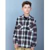 Arshiner Boys Flannel Shirts Kids Button Down Plaid Shirt Casual Long Sleeve Shirt Tops Boys and Girls Fall Plaid Jacket(Orange Gray)