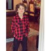 Arshiner Boys Flannel Shirts Kids Button Down Plaid Shirt Casual Long Sleeve Shirt Tops Boys and Girls Fall Plaid Jacket(Red Black)