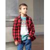 Arshiner Boys Flannel Shirts Kids Button Down Plaid Shirt Casual Long Sleeve Shirt Tops Boys and Girls Fall Plaid Jacket(Red Black)