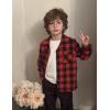 Arshiner Boys Flannel Shirts Kids Button Down Plaid Shirt Casual Long Sleeve Shirt Tops Boys and Girls Fall Plaid Jacket(Red Black)