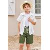 Arshiner Boys Linen Shorts with Elastic Waist Breathable Summer Beach Shorts for Kids 5-13 Years(Army Green)