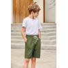 Arshiner Boys Linen Shorts with Elastic Waist Breathable Summer Beach Shorts for Kids 5-13 Years(Army Green)
