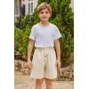 Arshiner Boys Linen Shorts with Elastic Waist Breathable Summer Beach Shorts for Kids 5-13 Years(Beige)