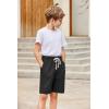 Arshiner Boys Linen Shorts with Elastic Waist Breathable Summer Beach Shorts for Kids 5-13 Years(Black)