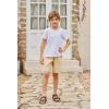 Arshiner Boys Linen Shorts with Elastic Waist Breathable Summer Beach Shorts for Kids 5-13 Years(Khaki)