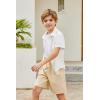 Arshiner Boys Linen Shorts with Elastic Waist Breathable Summer Beach Shorts for Kids 5-13 Years(Khaki)