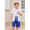 Arshiner Boys Linen Shorts with Elastic Waist Breathable Summer Beach Shorts for Kids 5-13 Years(Navy Blue)