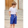 Arshiner Boys Linen Shorts with Elastic Waist Breathable Summer Beach Shorts for Kids 5-13 Years(Navy Blue)