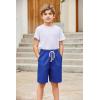 Arshiner Boys Linen Shorts with Elastic Waist Breathable Summer Beach Shorts for Kids 5-13 Years(Navy Blue)