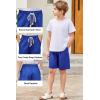 Arshiner Boys Linen Shorts with Elastic Waist Breathable Summer Beach Shorts for Kids 5-13 Years(Navy Blue)