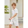 Arshiner Boys Linen Shorts with Elastic Waist Breathable Summer Beach Shorts for Kids 5-13 Years(White)