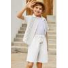 Arshiner Boys Linen Shorts with Elastic Waist Breathable Summer Beach Shorts for Kids 5-13 Years(White)