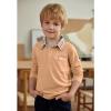 Arshiner Boy’s Long Sleeve Plaid Trim Polo Shirt School Uniform Shirt with Pocket for 4-12 Years(A-khaki)