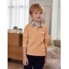 Arshiner Boy’s Long Sleeve Plaid Trim Polo Shirt School Uniform Shirt with Pocket for 4-12 Years(A-khaki)