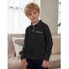 Arshiner Boy’s Long Sleeve Plaid Trim Polo Shirt School Uniform Shirt with Pocket for 4-12 Years(Black)