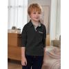 Arshiner Boy’s Long Sleeve Plaid Trim Polo Shirt School Uniform Shirt with Pocket for 4-12 Years(Black)