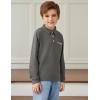Arshiner Boy’s Long Sleeve Plaid Trim Polo Shirt School Uniform Shirt with Pocket for 4-12 Years(Dark Grey)