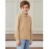 Arshiner Boy’s Long Sleeve Plaid Trim Polo Shirt School Uniform Shirt with Pocket for 4-12 Years(Khaki)