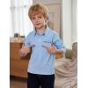 Arshiner Boy’s Long Sleeve Plaid Trim Polo Shirt School Uniform Shirt with Pocket for 4-12 Years(Light Blue)