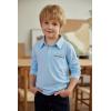 Arshiner Boy’s Long Sleeve Plaid Trim Polo Shirt School Uniform Shirt with Pocket for 4-12 Years(Light Blue)