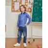 Arshiner Boy’s Long Sleeve Plaid Trim Polo Shirt School Uniform Shirt with Pocket for 4-12 Years(Navy Striped)