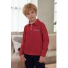 Arshiner Boy’s Long Sleeve Plaid Trim Polo Shirt School Uniform Shirt with Pocket for 4-12 Years(Red)