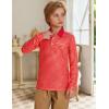 Arshiner Boy’s Long Sleeve Plaid Trim Polo Shirt School Uniform Shirt with Pocket for 4-12 Years(Red Striped)