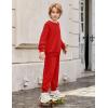Arshiner Boys Long Sleeve Red Sweatshirt and Pants Set Holiday Clothes for Kids 6-7 Years