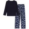 Arshiner Boys Loose-fit Pajamas Long Sleeve Top and Pants 2 Piece Pajama Set for Big Boys 5-13 Years(Blue Dinosaur)