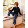 Arshiner Boys Loose-fit Pajamas Long Sleeve Top and Pants 2 Piece Pajama Set for Big Boys 5-13 Years(Blue Dinosaur)
