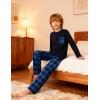Arshiner Boys Loose-fit Pajamas Long Sleeve Top and Pants 2 Piece Pajama Set for Big Boys 5-13 Years(Blue Plaid)