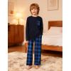 Arshiner Boys Loose-fit Pajamas Long Sleeve Top and Pants 2 Piece Pajama Set for Big Boys 5-13 Years(Blue Plaid)