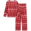 Arshiner Boys Loose-fit Pajamas Long Sleeve Top and Pants 2 Piece Pajama Set for Big Boys 5-13 Years(Red Deer)