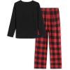 Arshiner Boys Loose-fit Pajamas Long Sleeve Top and Pants 2 Piece Pajama Set for Big Boys 5-13 Years(Red Plaid)