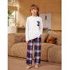 Arshiner Boys Loose-fit Pajamas Long Sleeve Top and Pants 2 Piece Pajama Set for Big Boys 5-13 Years(White Red Plaid)