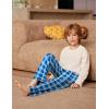 Arshiner Boys Pajama Pants Long Plaid PJ Bottoms Boys Sleepwear Lounge Pants with Pockets 6-14 Years(Cyan Blue Plaid)